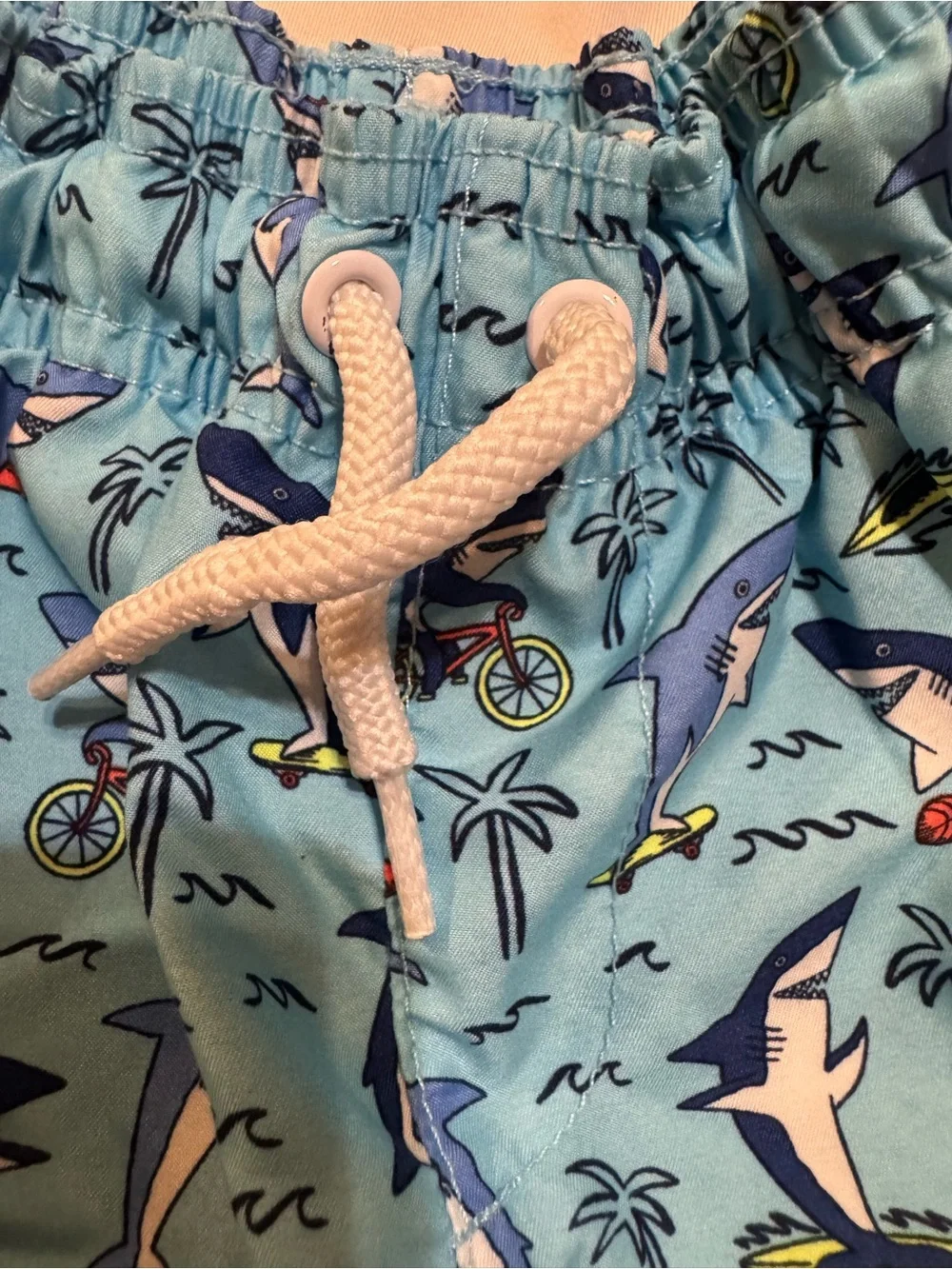 The Children's Place Light Blue, Navy & White Shark Bike Rashguard Set